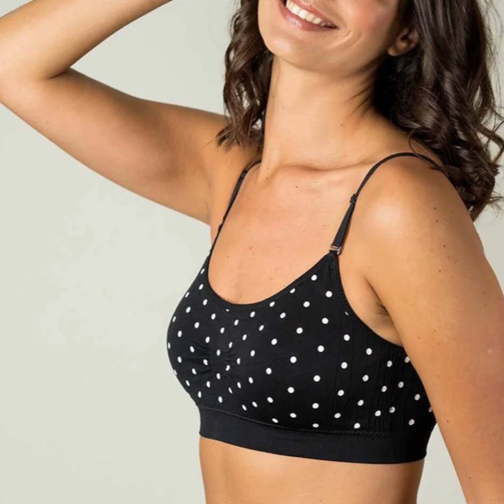 NWT Coobie Seamless Bra Black White Polkadot One  Size (Fits 28A to 36DD)